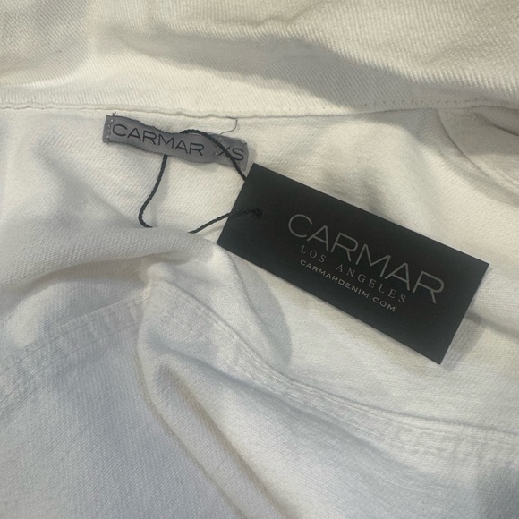 Carmar LF Audre Distressed White Denim Trucker Jacket Oversized XS NWT - Picture 9 of 11